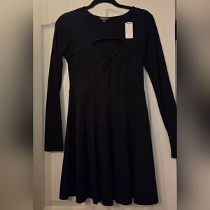 Lily Rose Black Asymmetrical Long Sleeve A-Line Dress